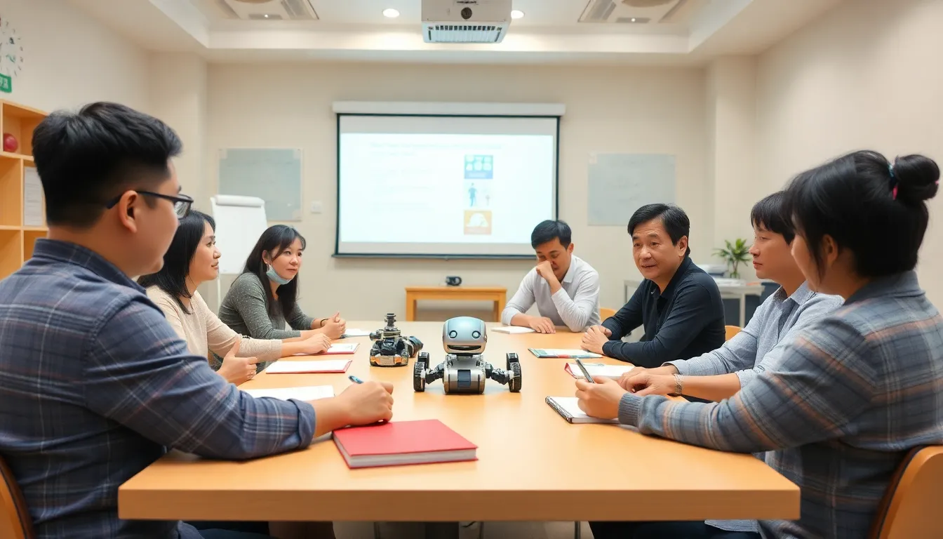 A classroom setting where teachers incorporate A.I. tools into lessons, illustrating the growing integration of technology in educational practices