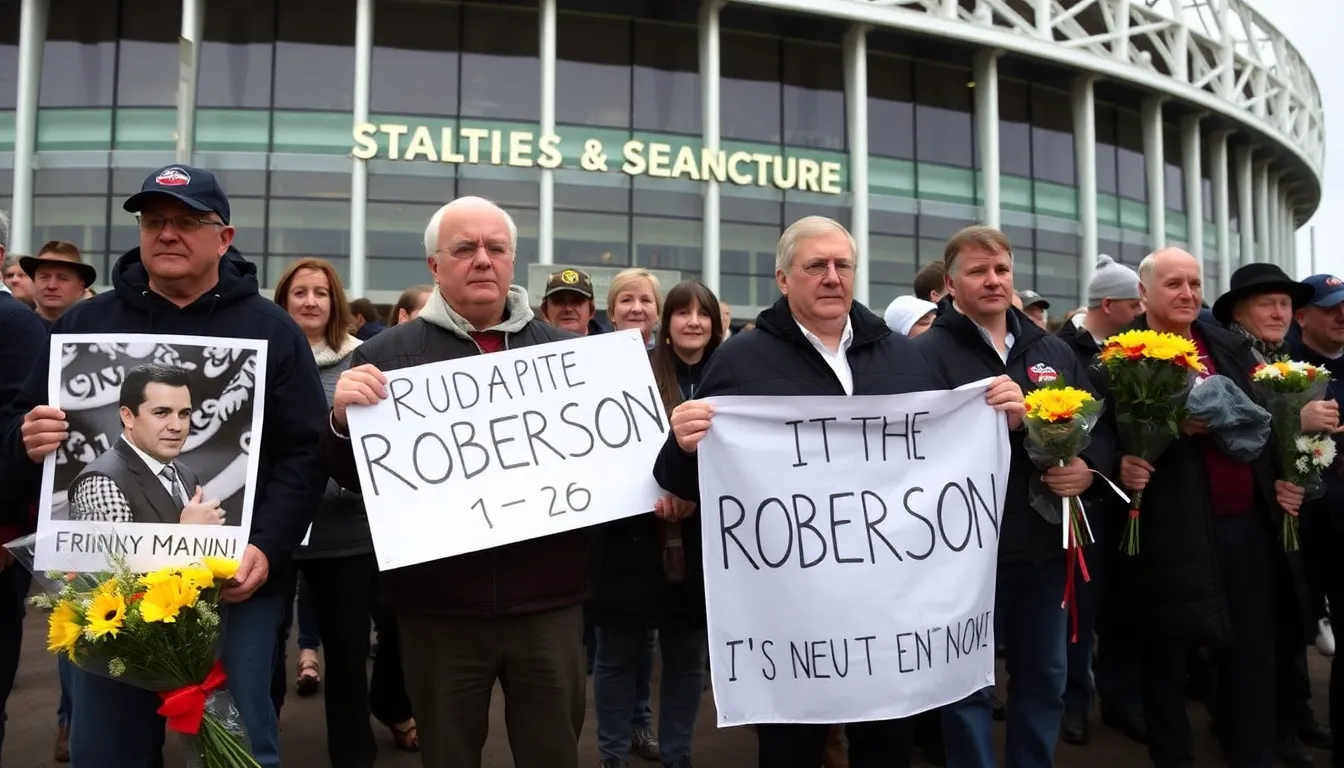 Community members participate in a local football match dedicated to Robertson, illustrating the unity and passion he inspired among players and fans alike