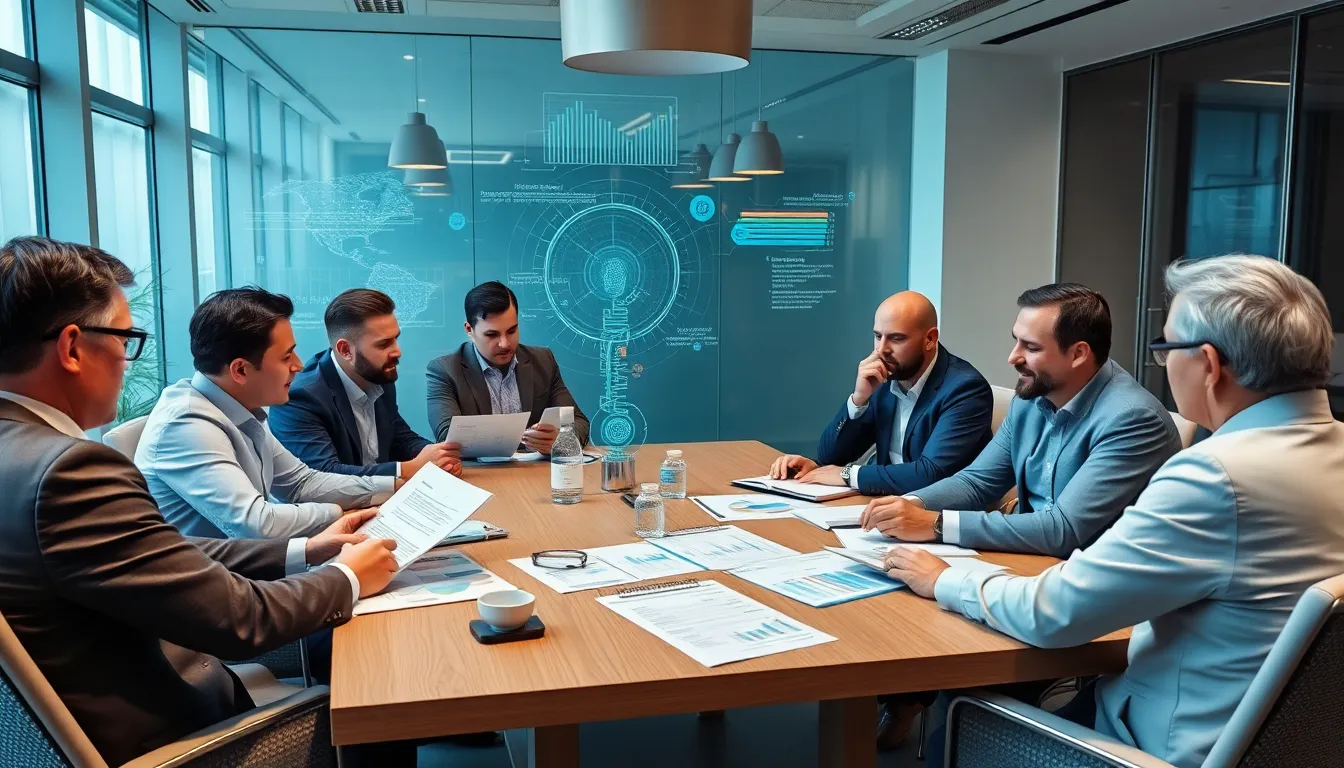 Workers in a customer service setting using advanced A.I. tools, illustrating the impact of technology on traditional job roles