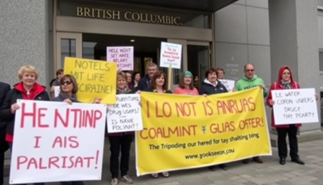 Healthcare professionals hold a rally to call for more integrated approaches to addiction treatment following the program's closure