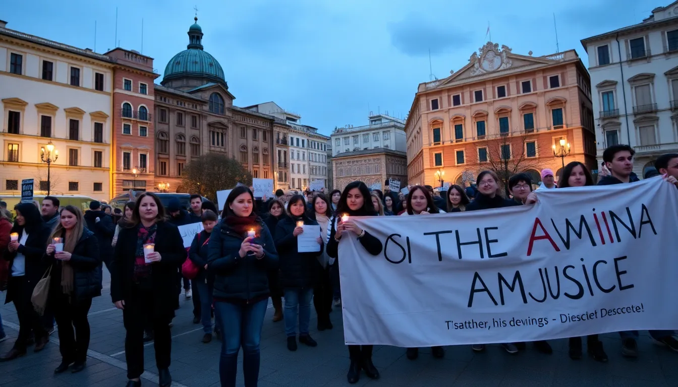 A somber vigil is held in memory of the young Chechen woman, with candles lit to honor her life and the ongoing fight for human rights in the region