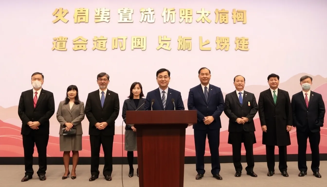 A group of officials announces new regulations aimed at AI companies to enhance child safety during a press conference in Beijing.
