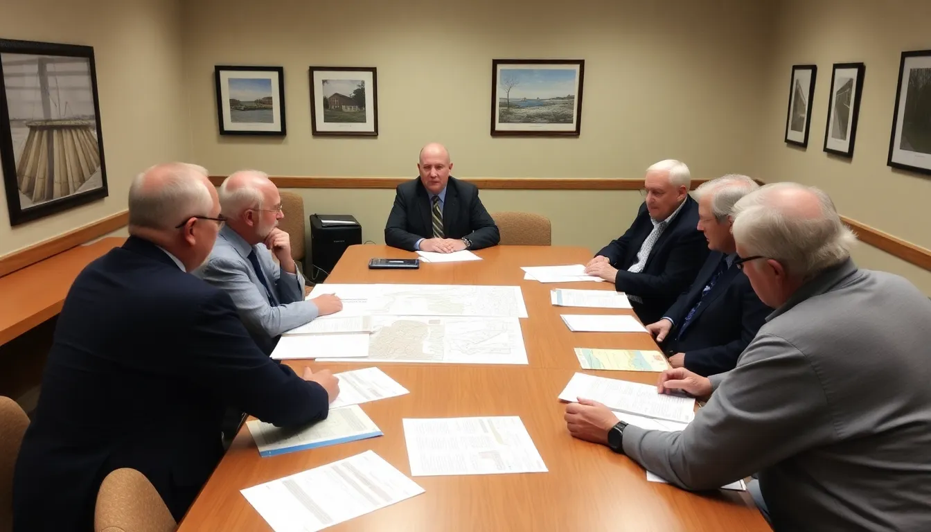 Local council members discuss plans to demolish structures at a meeting focused on addressing the urgent issue of coastal erosion.