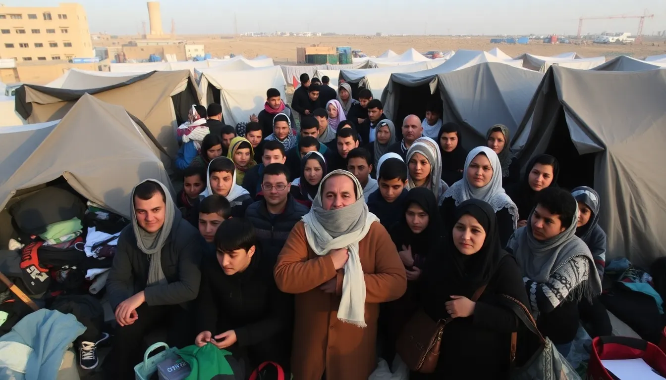 Aid workers distribute essential supplies to families in need, emphasizing the critical role of humanitarian organizations in addressing the crisis of displaced Palestinians