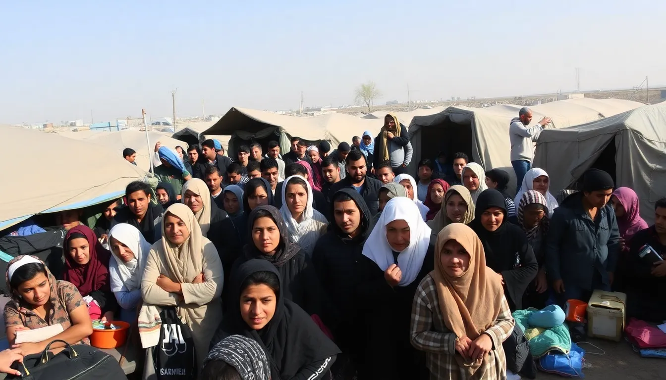 A group of women and children stand together near the Rafah crossing, symbolizing the hopes and fears of those longing for safety and the possibility of returning home