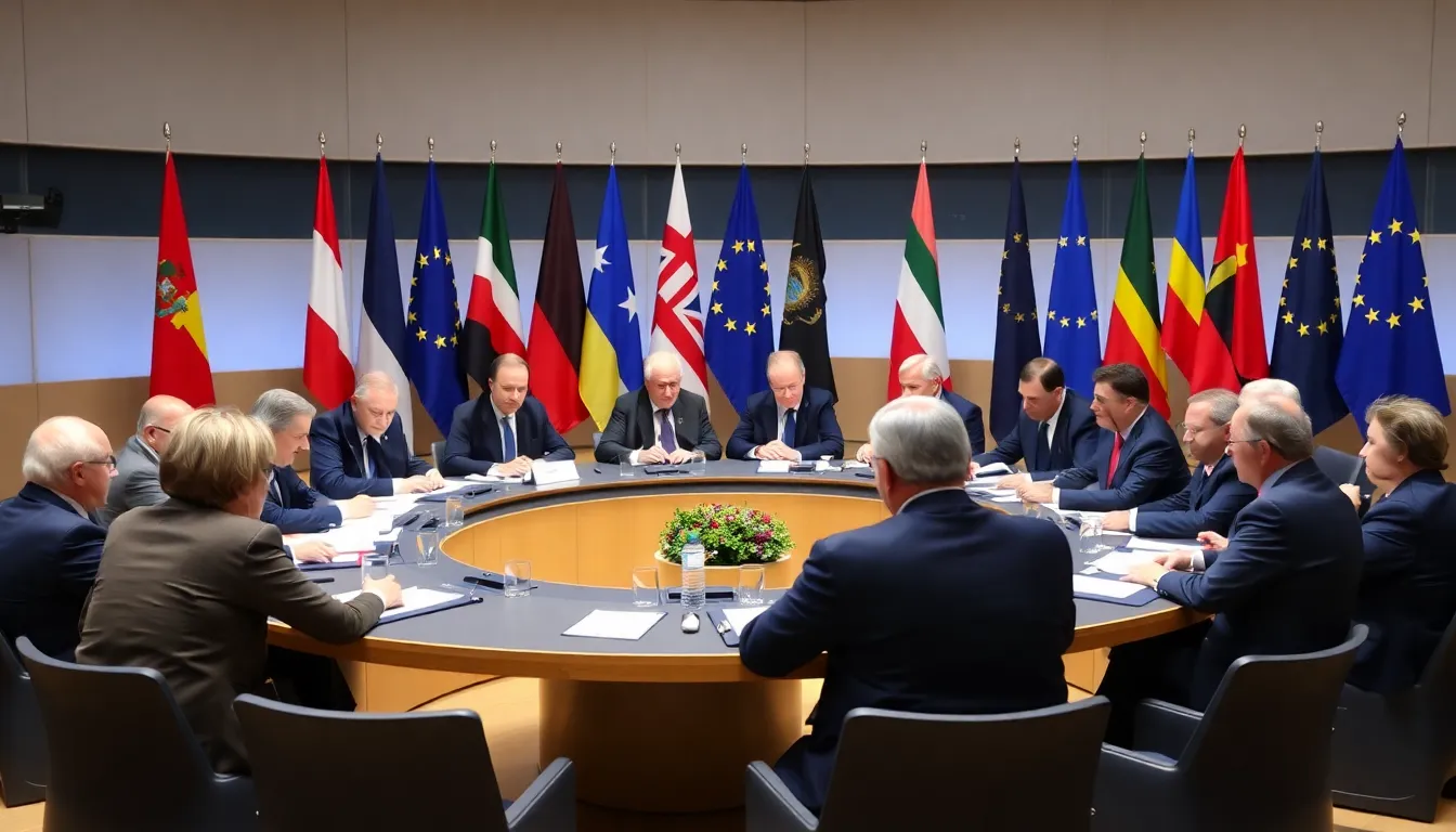 Business representatives examining the impact of tariffs on transatlantic trade during a trade summit focused on economic stability