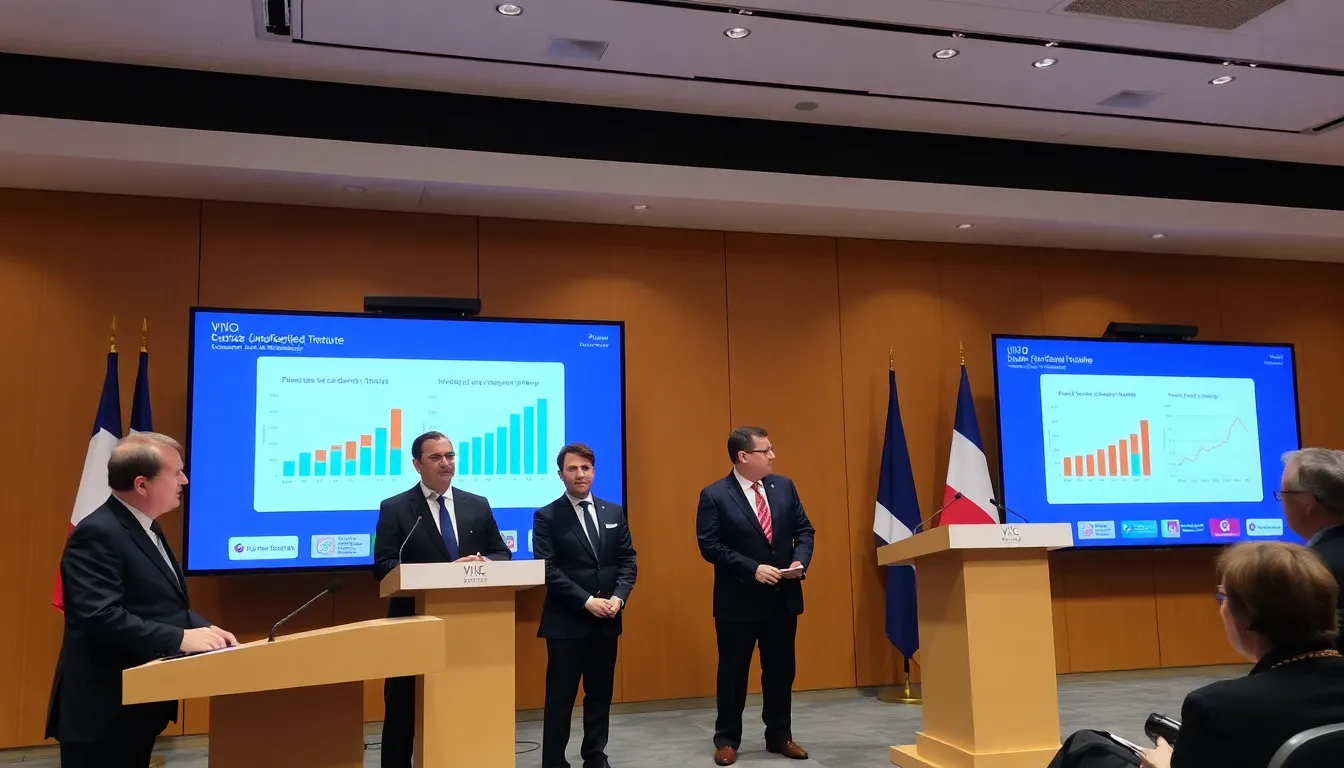 French government officials discuss the transition to the domestic video conferencing platform Visio during a press conference, highlighting the importance of digital sovereignty and cybersecurity.
