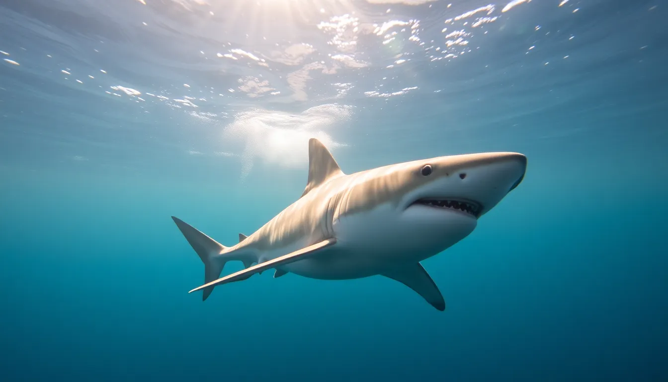 Fishermen hauling in nets filled with bycatch, highlighting the unintended capture of great white sharks and other marine species during fishing activities