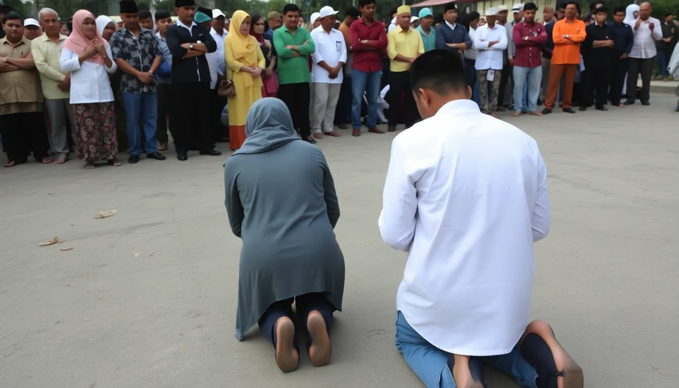 A community gathering discussing the implications of strict moral laws, highlighting the ongoing debate between traditional values and individual rights