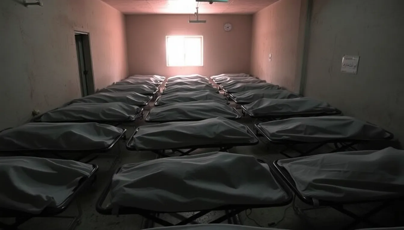 A scene capturing the emotional turmoil of families mourning loved ones lost during the government's crackdown