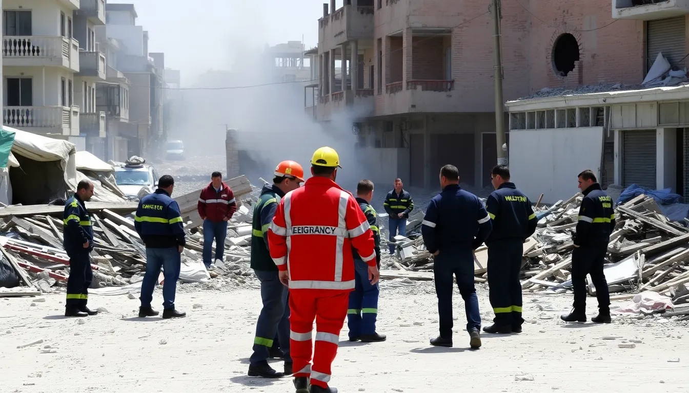 A group of civilians gathered in a devastated neighborhood, mourning the loss of life and grappling with the impact of the recent violence