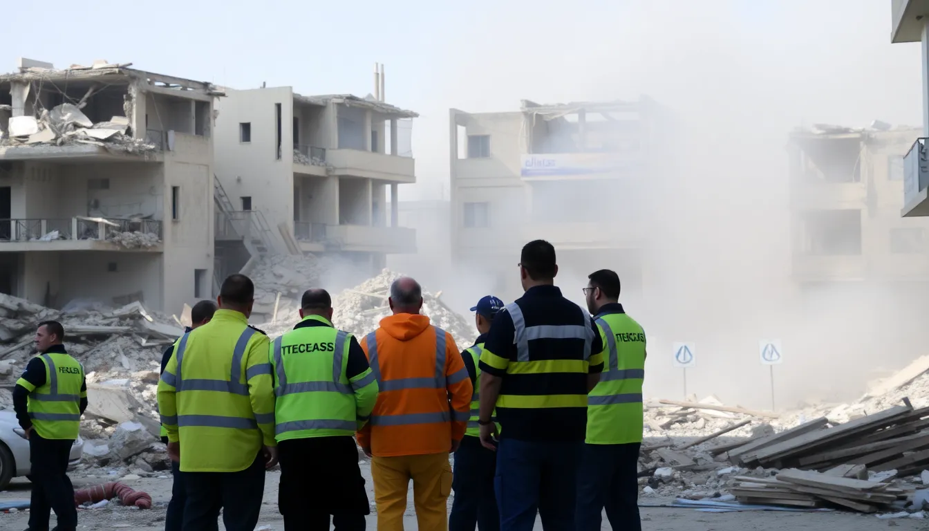 Journalists working in the field, capturing the realities of conflict, while facing the inherent dangers of reporting in a war zone