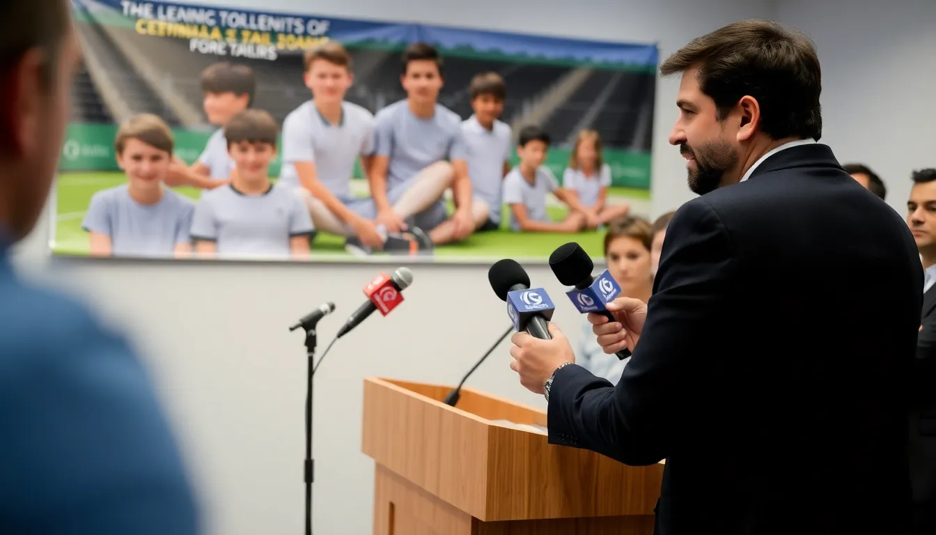 João Fonseca speaks to a group of reporters about the challenges young tennis players face while developing their skills and competing at the highest level.