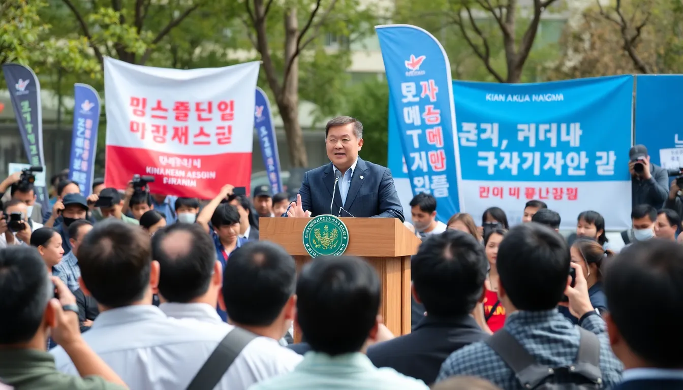 A closeup of Kim Keon Hee during a press conference, reflecting the intense scrutiny she faces from the media regarding her past business dealings