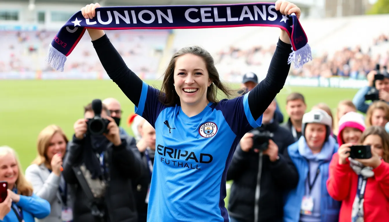 A closeup of Cascarino in her new London City kit, symbolizing her commitment to the club and the women's football movement