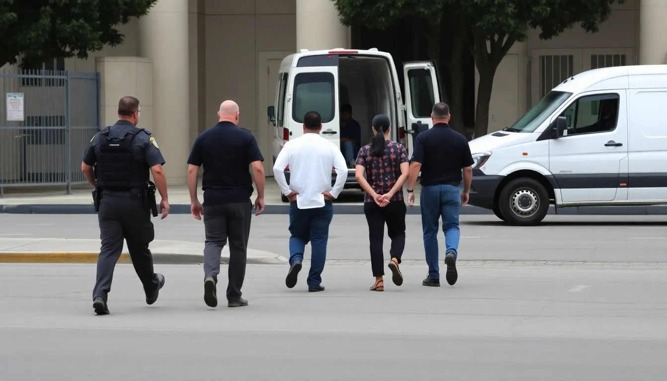 Law enforcement agencies in the U.S. preparing to receive accused criminals, illustrating the heightened focus on crime and immigration issues