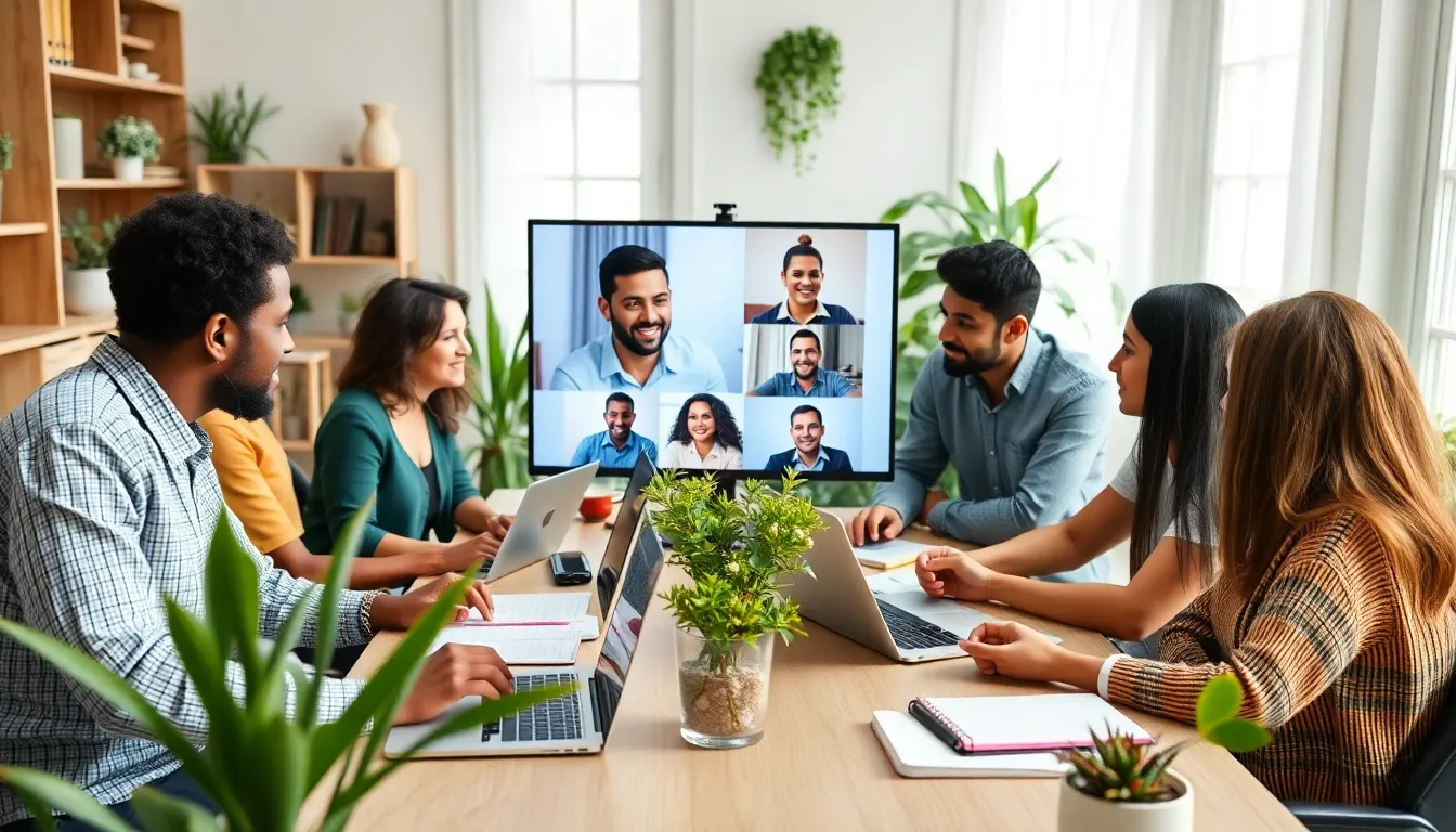 A vibrant urban setting where people are connected through various digital platforms, reflecting the transformative impact of the internet and social media on modern communication and interaction