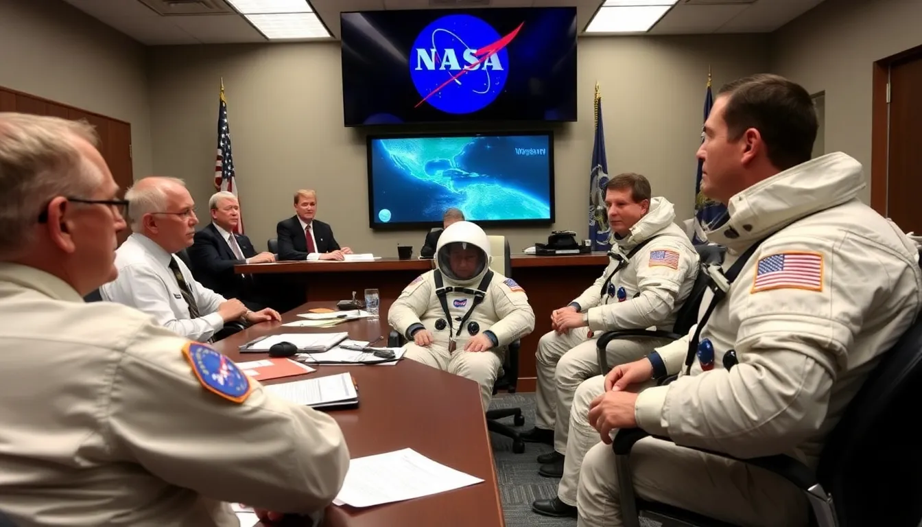 NASA officials discuss the early termination of a mission at the International Space Station due to an astronaut's serious medical condition, with crew members preparing for an expedited return to Earth.