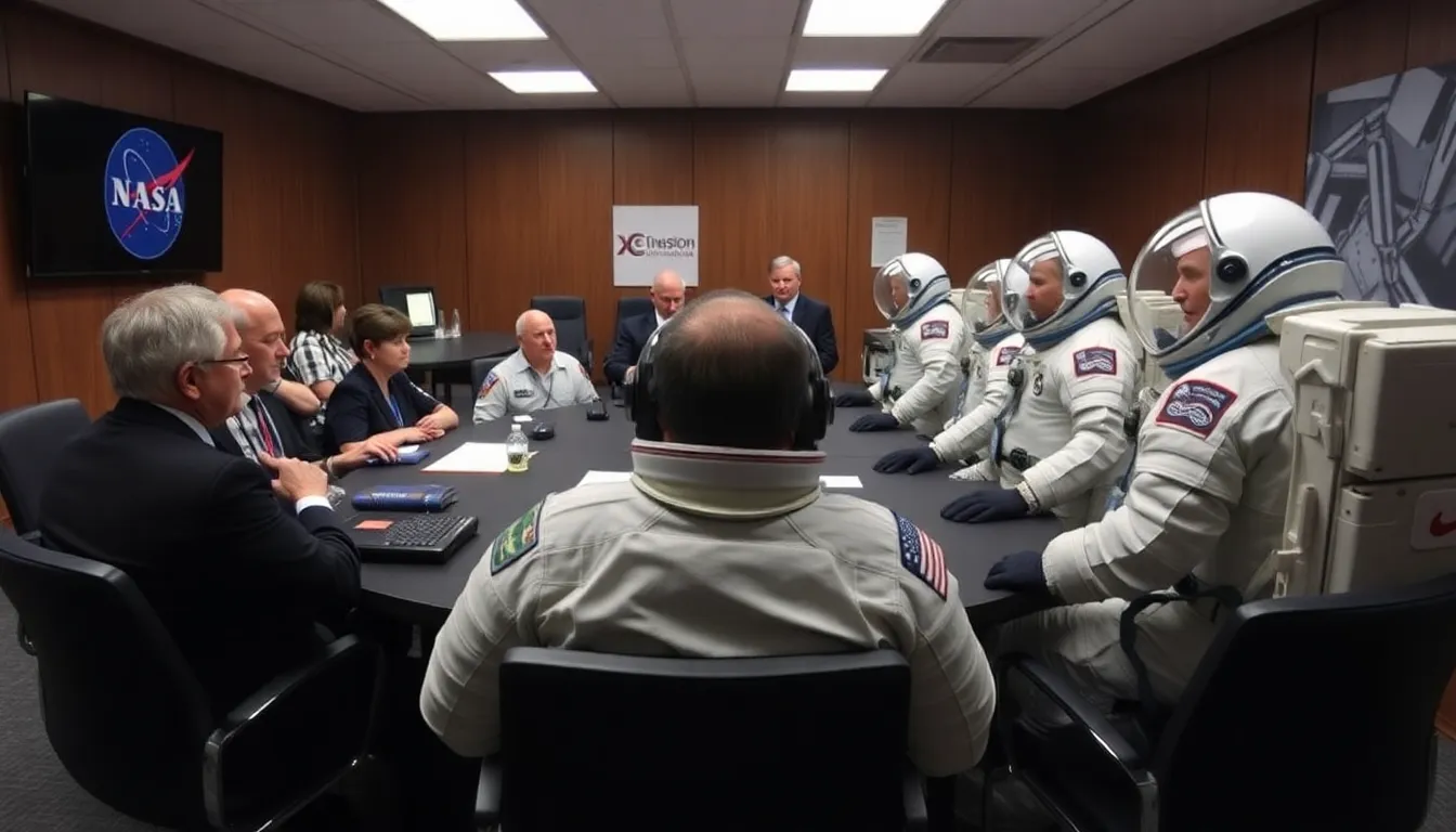 Crew members preparing for an expedited return to Earth after receiving news of the early mission termination