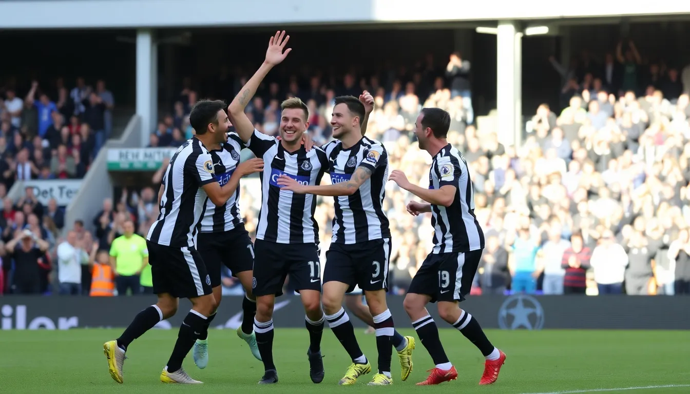 Newcastle fans passionately cheering in the stands, showcasing their unwavering support for the team
