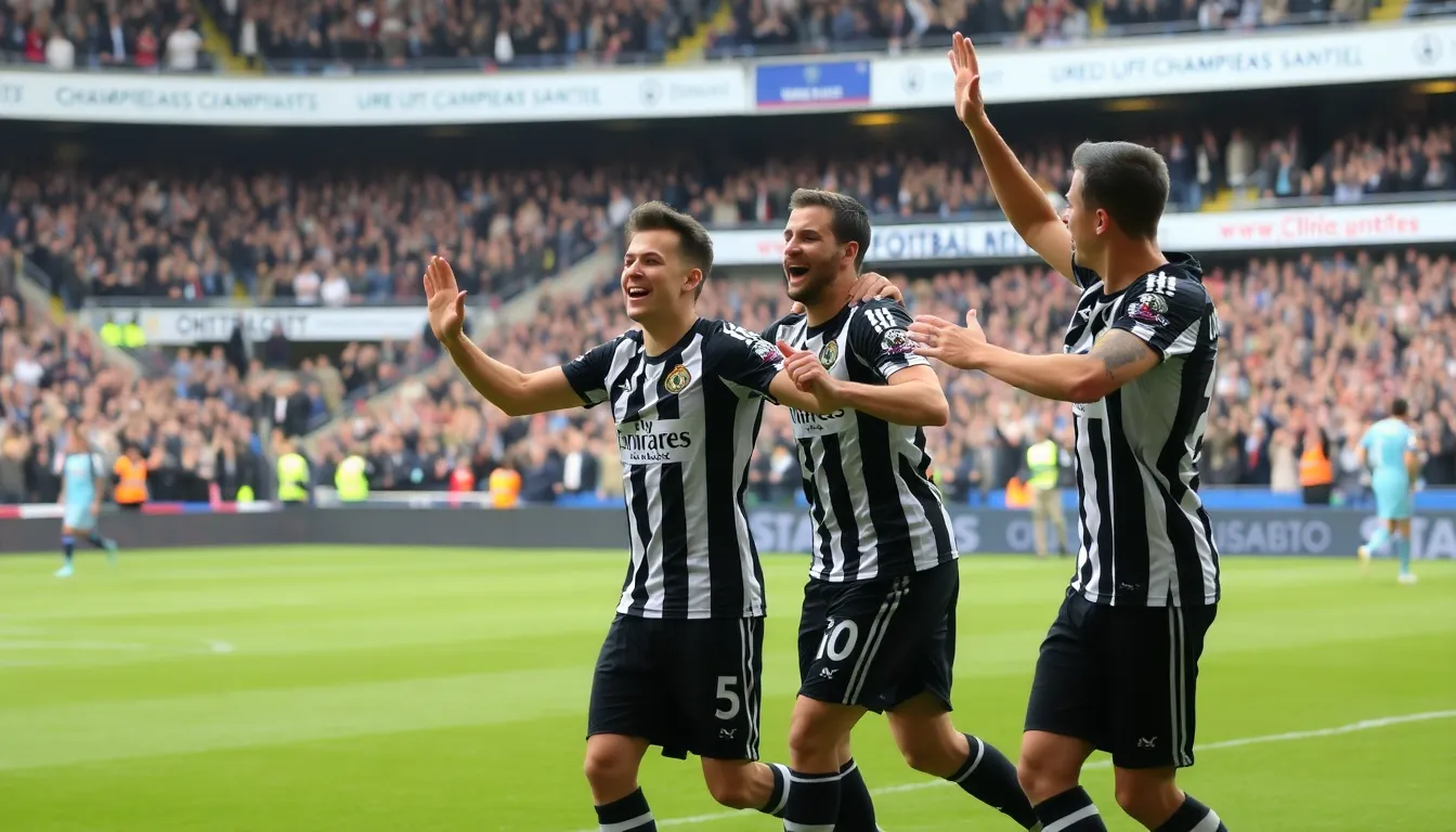 The iconic St James' Park filled with enthusiastic supporters, reflecting the club's rich history and vibrant community spirit