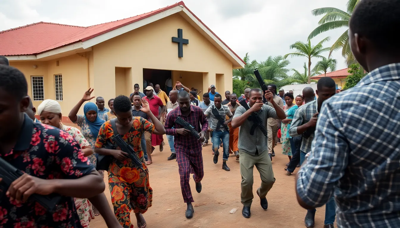A congregation gathered in fear as news of mass abductions spreads through the community