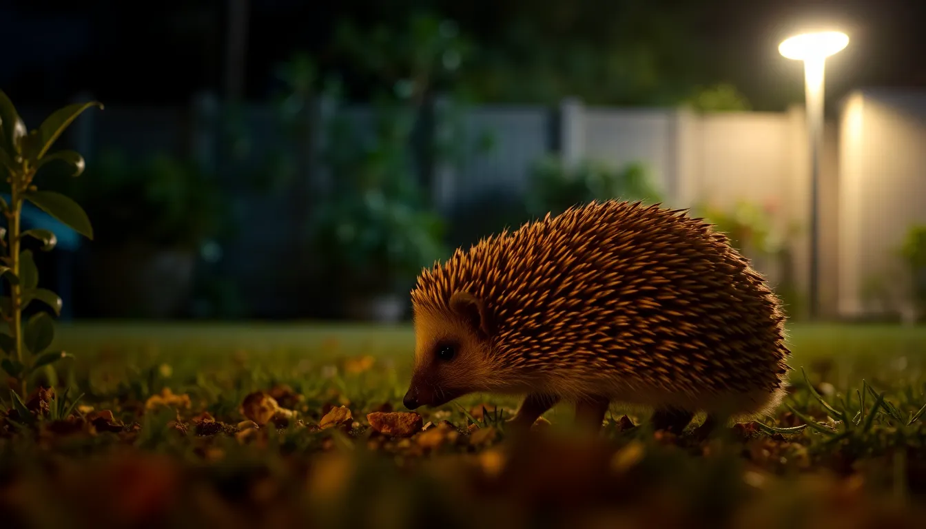 Two hedgehogs engaging in social interactions, illustrating their complex relationships during the nocturnal hours