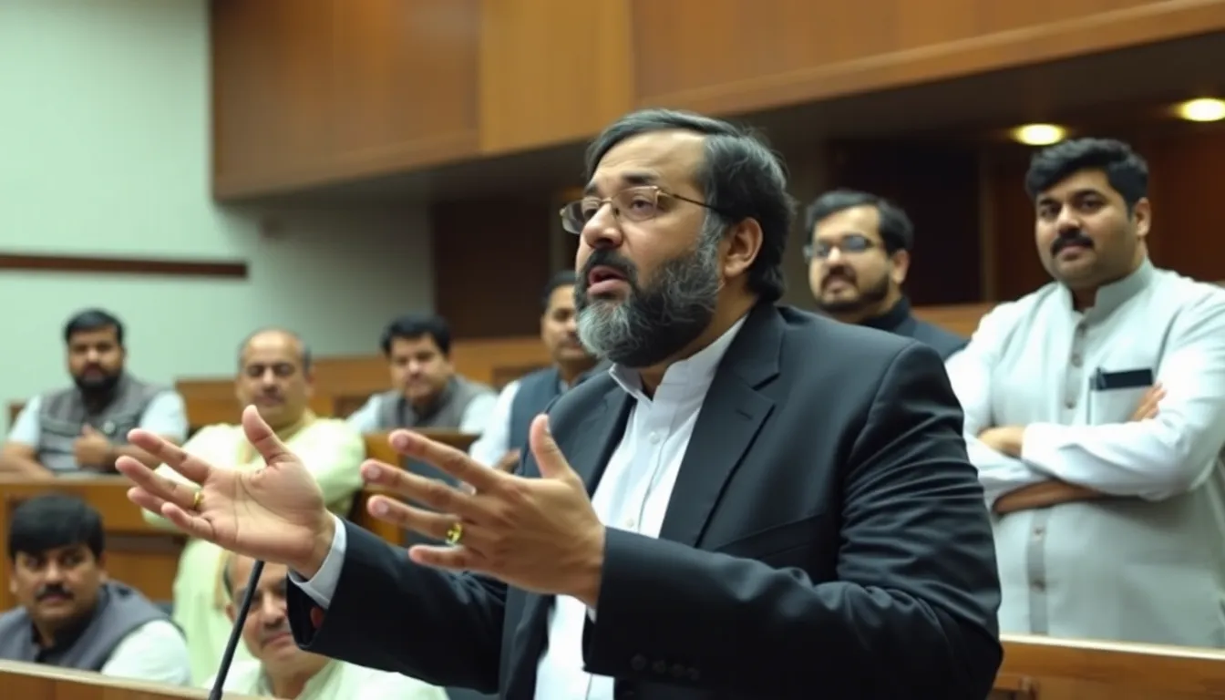 A scene depicting Pritam Singh participating in a parliamentary debate, highlighting the importance of checks and balances in governance and the need for robust political discourse in Singapore