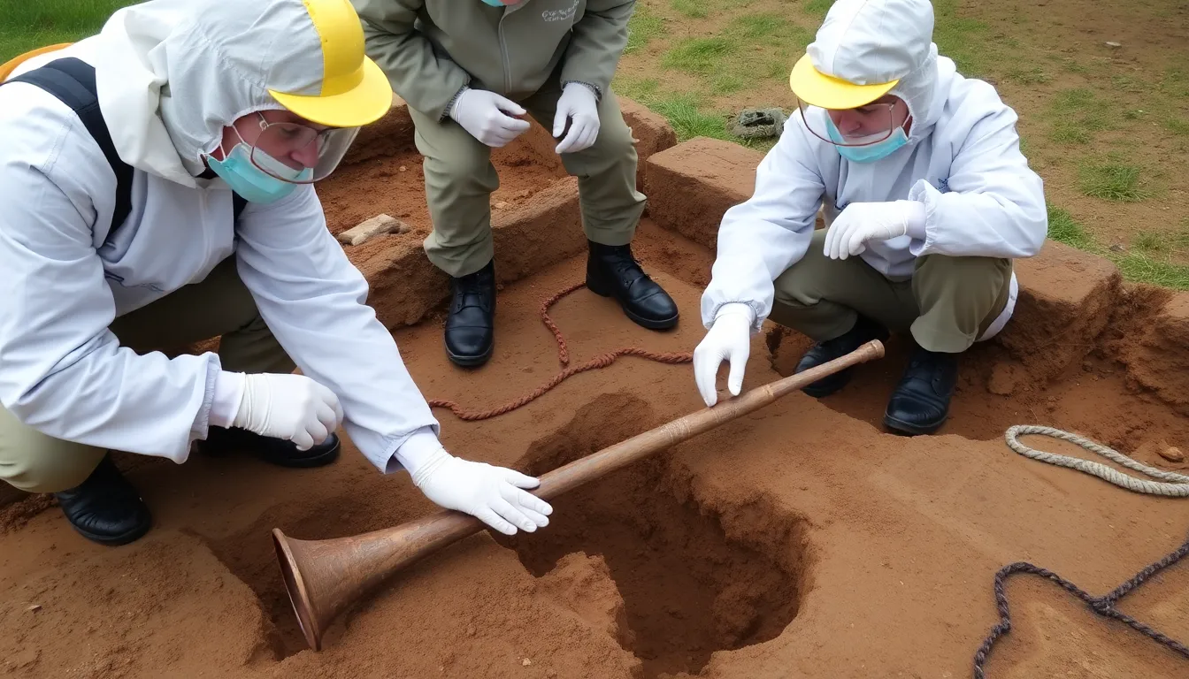 A local historian discussing the implications of the discovery with community members, emphasizing the importance of preserving the archaeological site for future research