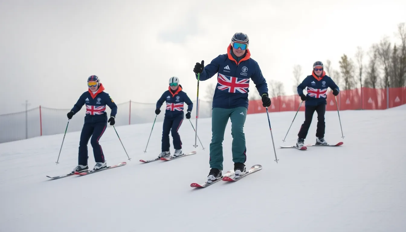 A young British snowboarder showcasing impressive skills during a competitive event, reflecting the nation's commitment to youth development in winter sports