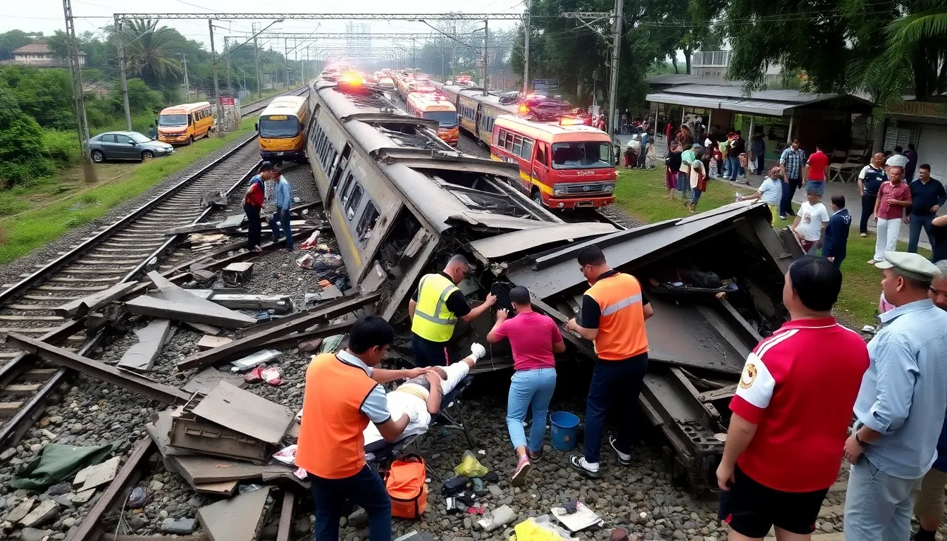 A railway official discusses safety protocols with government representatives, highlighting the importance of addressing infrastructure issues to prevent future accidents