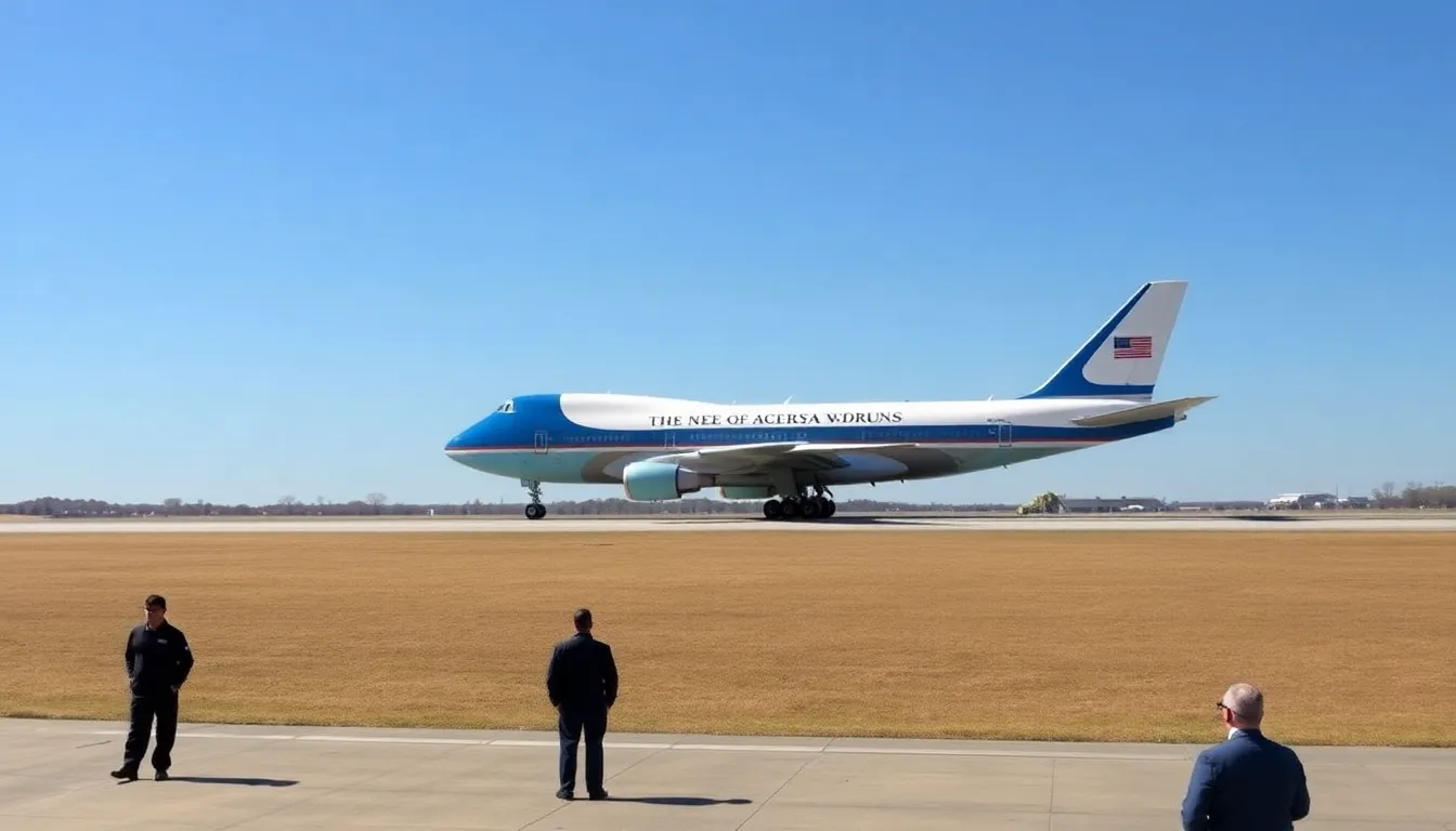 Trump's Air Force One is seen taxiing on the runway at Joint Base Andrews after returning to Washington, D.C. due to a minor electrical issue shortly after takeoff.