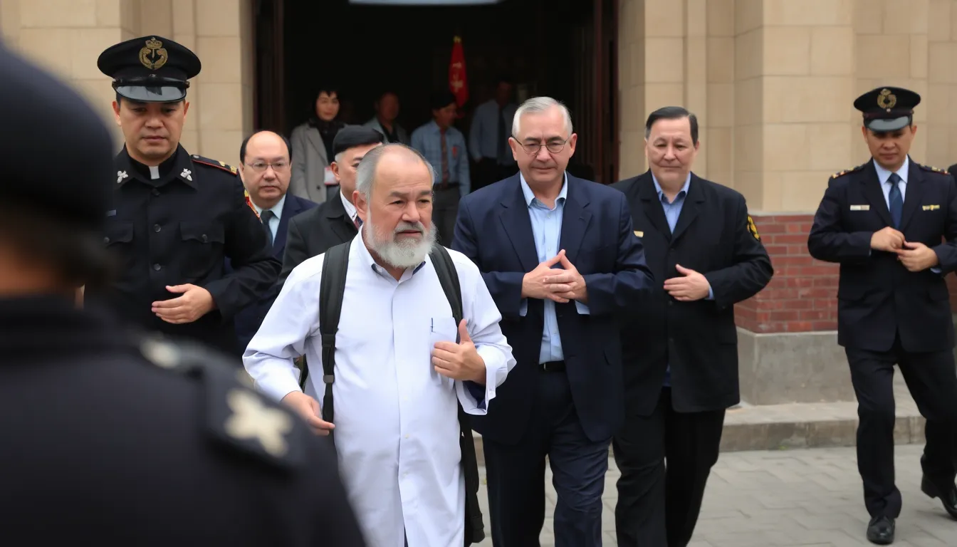 An underground church leader addresses a small assembly, emphasizing the importance of faith and resilience in the face of increasing repression