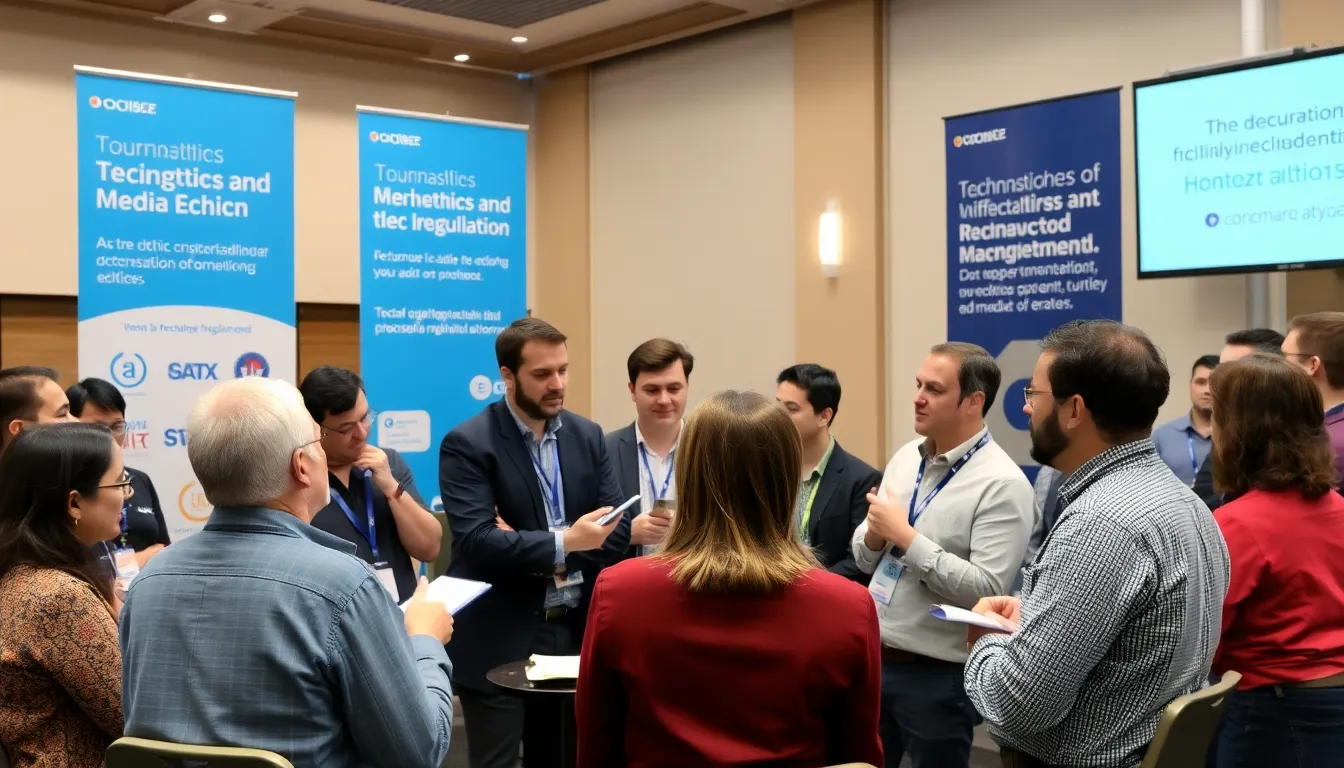 A group of journalists discusses the implications of Grok AI's limitations during a conference on media ethics and technology regulation.