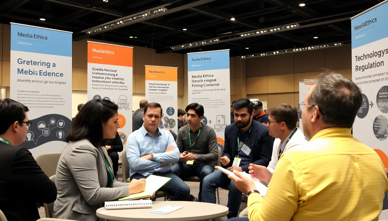 Journalists analyzing the implications of AI on content quality and diversity during a roundtable discussion