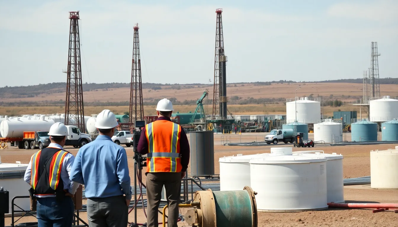 A meeting room filled with executives from American oil companies, engaged in discussions about strategies to adapt to the volatile global oil market and competition from Venezuela