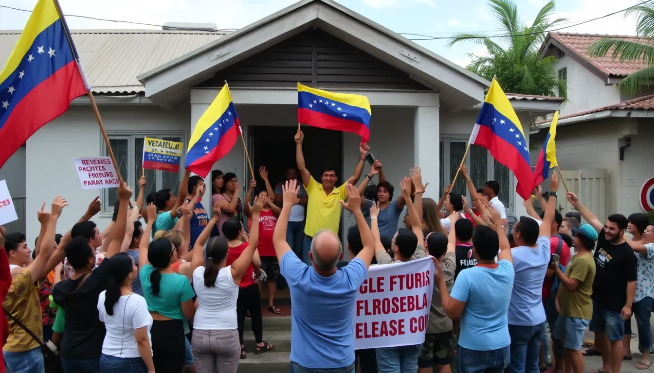 An international human rights advocate speaking at a press conference, emphasizing the importance of continued attention to human rights abuses in Venezuela