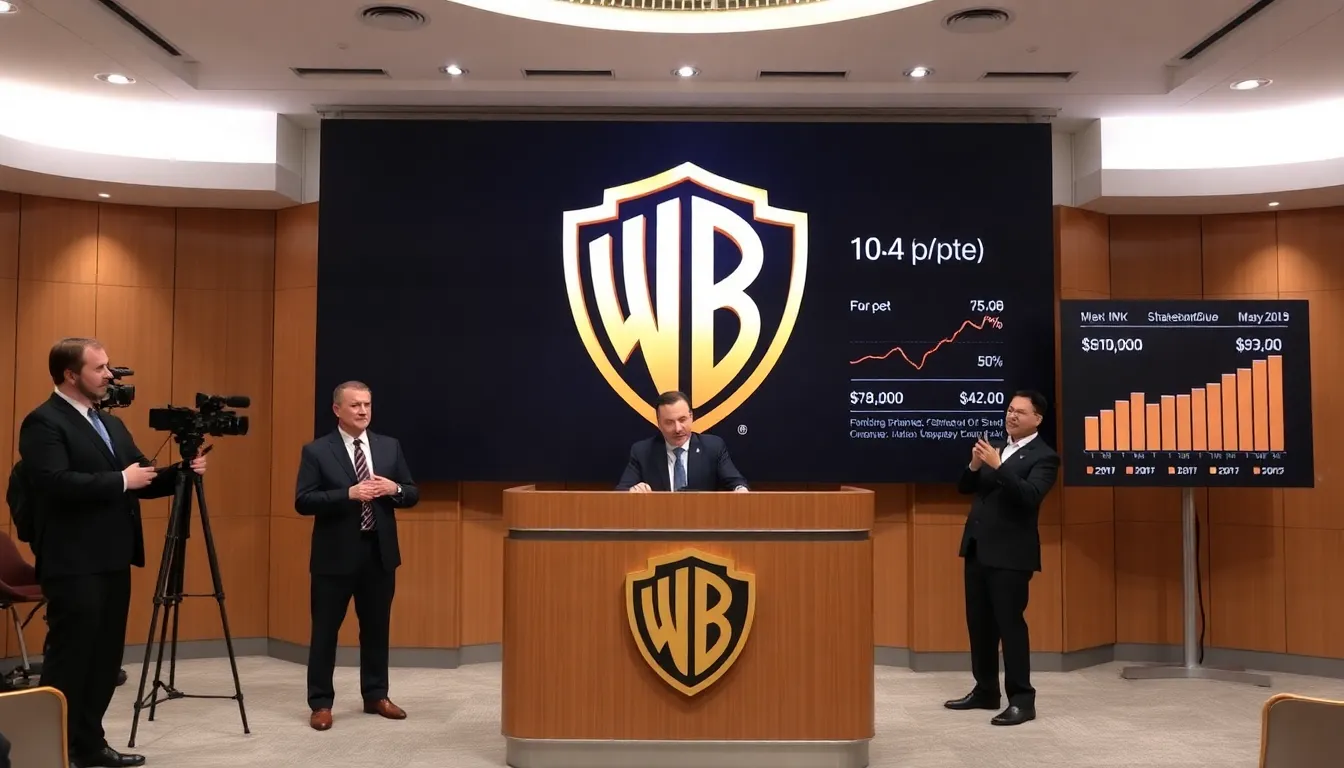 A shareholder presentation showcasing Warner Bros' upcoming projects and growth strategies to emphasize longterm value