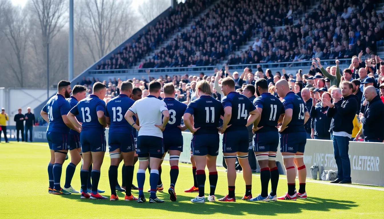 Welsh players strategizing on the field, showcasing their determination to secure a win against a formidable opponent