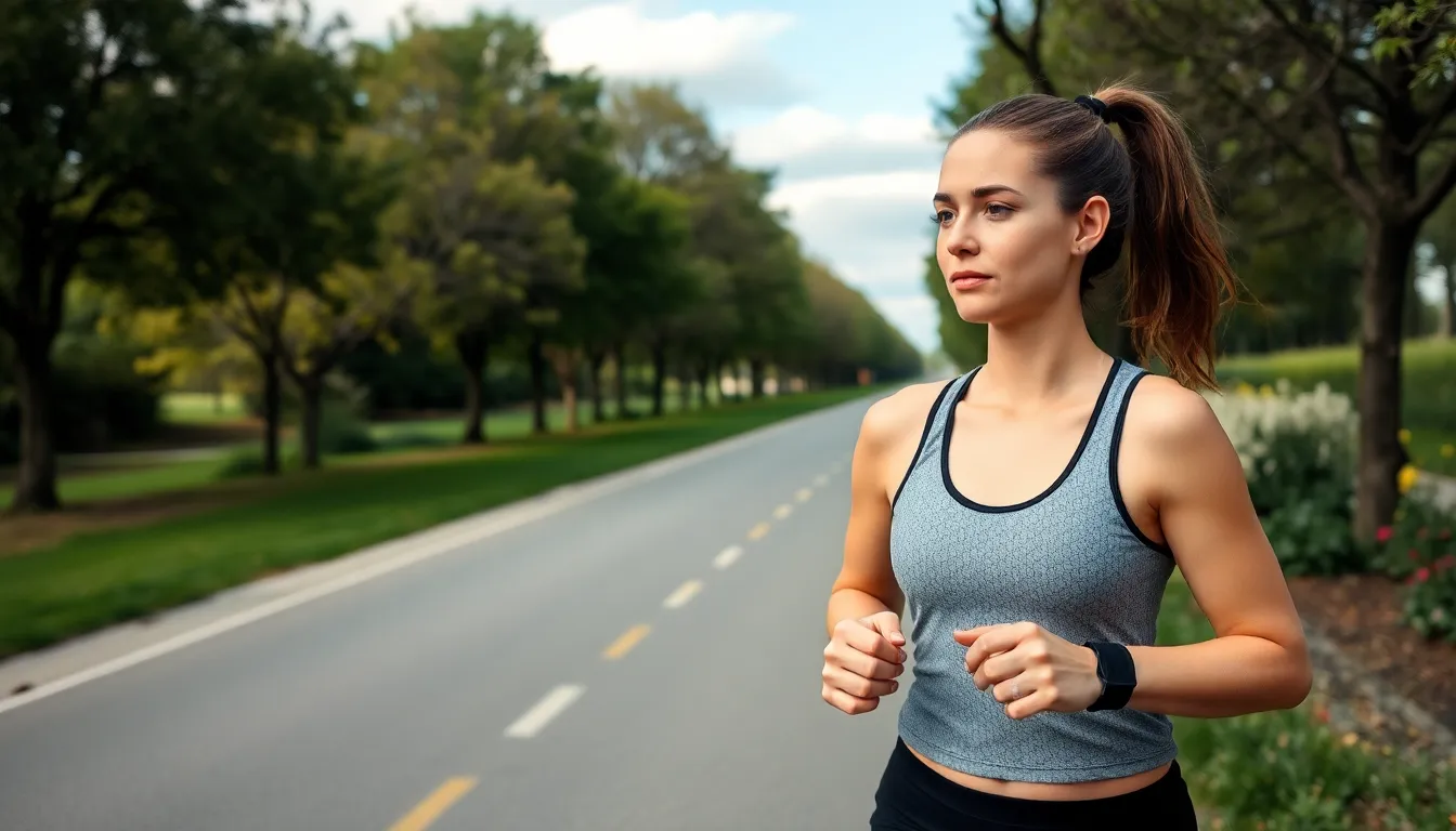 A determined woman trains on a scenic path, preparing for a 115km walk to raise awareness about heart health after surviving two heart attacks.