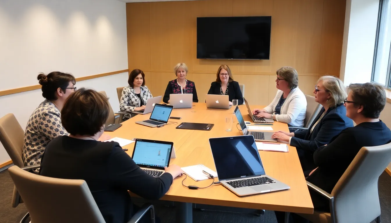 Members of the Commons Women and Equalities Committee gather for a meeting, discussing the recent backlash over their use of AIaltered images in communications.