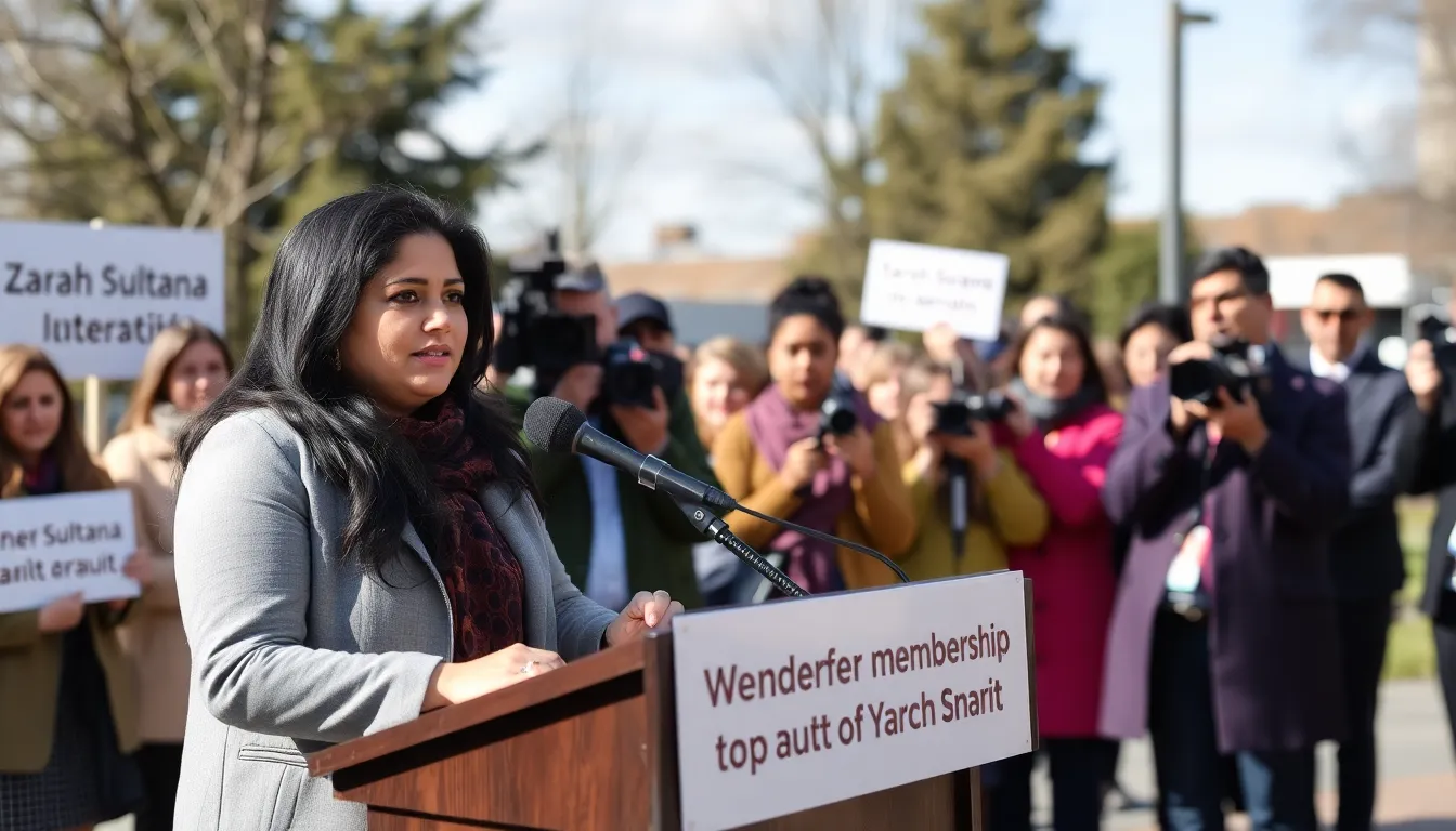 A political rally in Coventry South, reflecting the local constituency's concerns over representation amid the controversy surrounding Sultana's initiative
