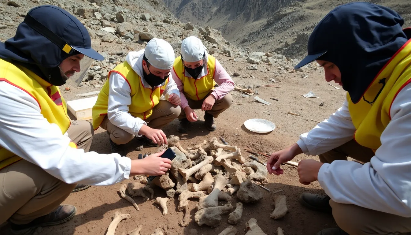 A closeup view of the ancient bone fragments, highlighting the potential evidence supporting the legendary crossing of the Alps by war elephants during the Second Punic War