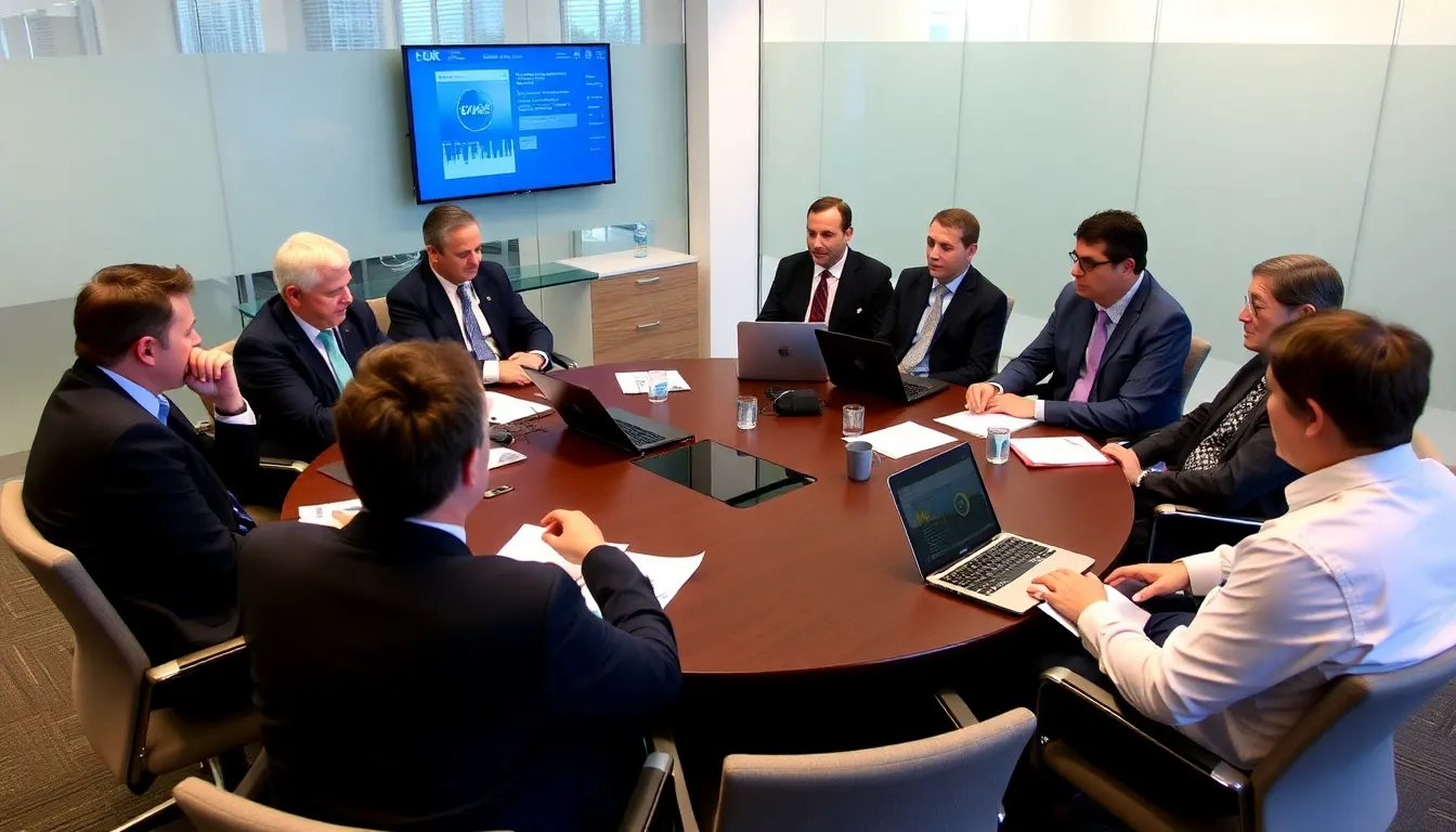 A financial analyst reviewing market trends on a computer screen, highlighting the keen interest in interest rate decisions and their economic implications