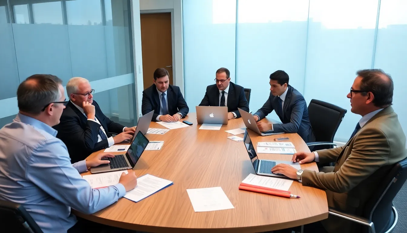 A business meeting with executives analyzing growth strategies, emphasizing the challenges faced by companies amid fluctuating interest rates and inflation concerns