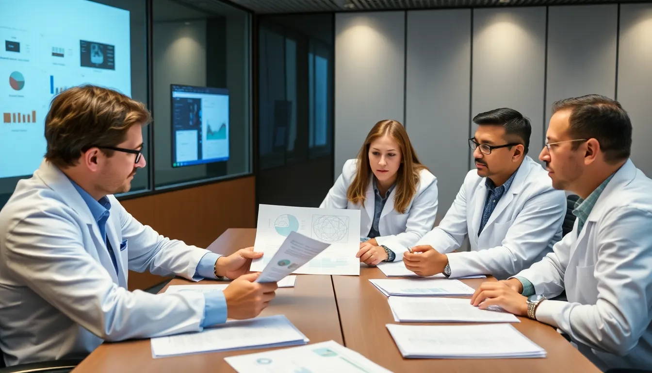 Oncologists discussing the implications of a failed cancer detection test, highlighting concerns over patient safety and diagnostic reliability