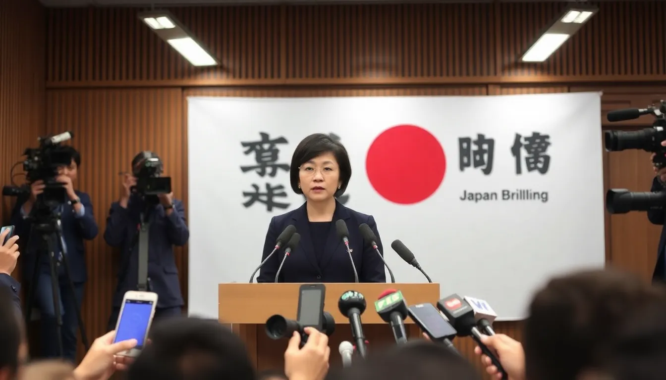 Japanese Prime Minister Sanae Takaichi speaks at a press conference, addressing the escalating tensions with China over territorial disputes in the East China Sea.