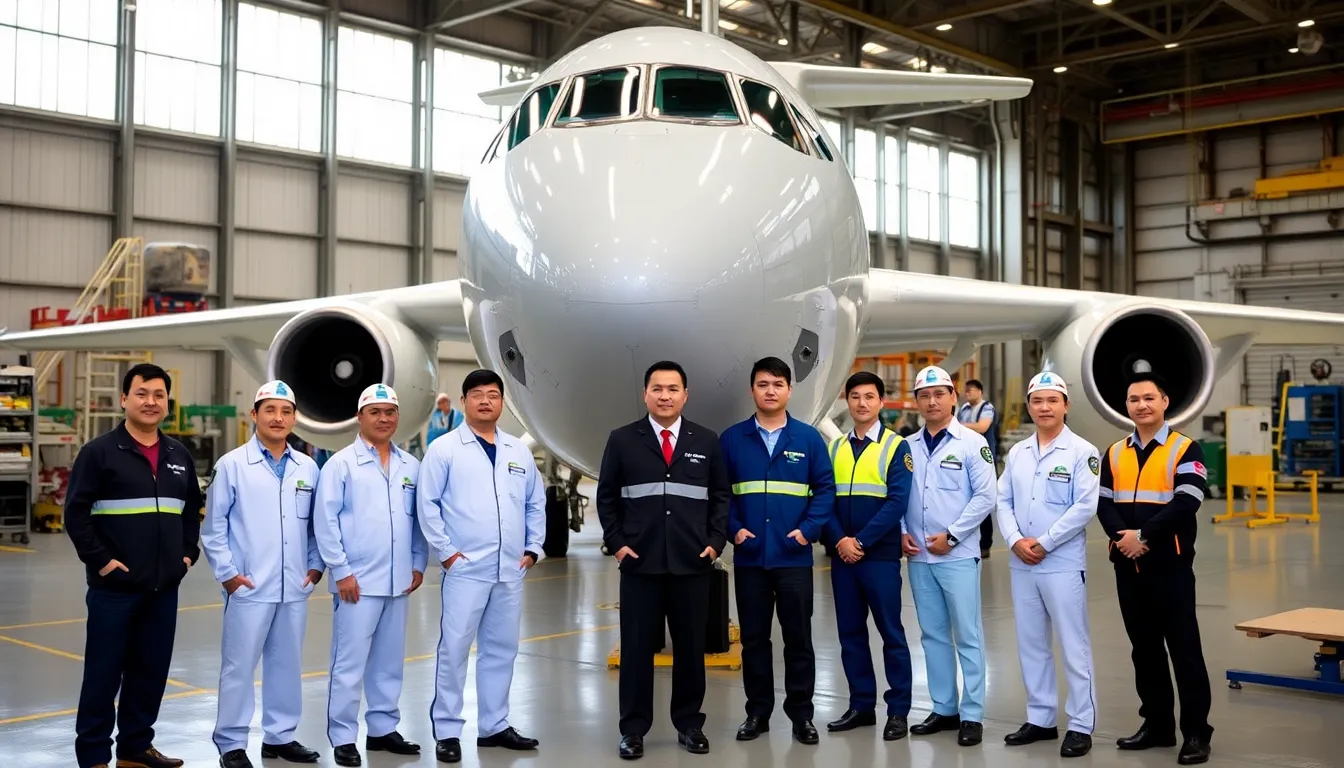 A meeting room filled with industry stakeholders discussing the competitive landscape of aviation, emphasizing the impact of COMAC's emergence on global markets