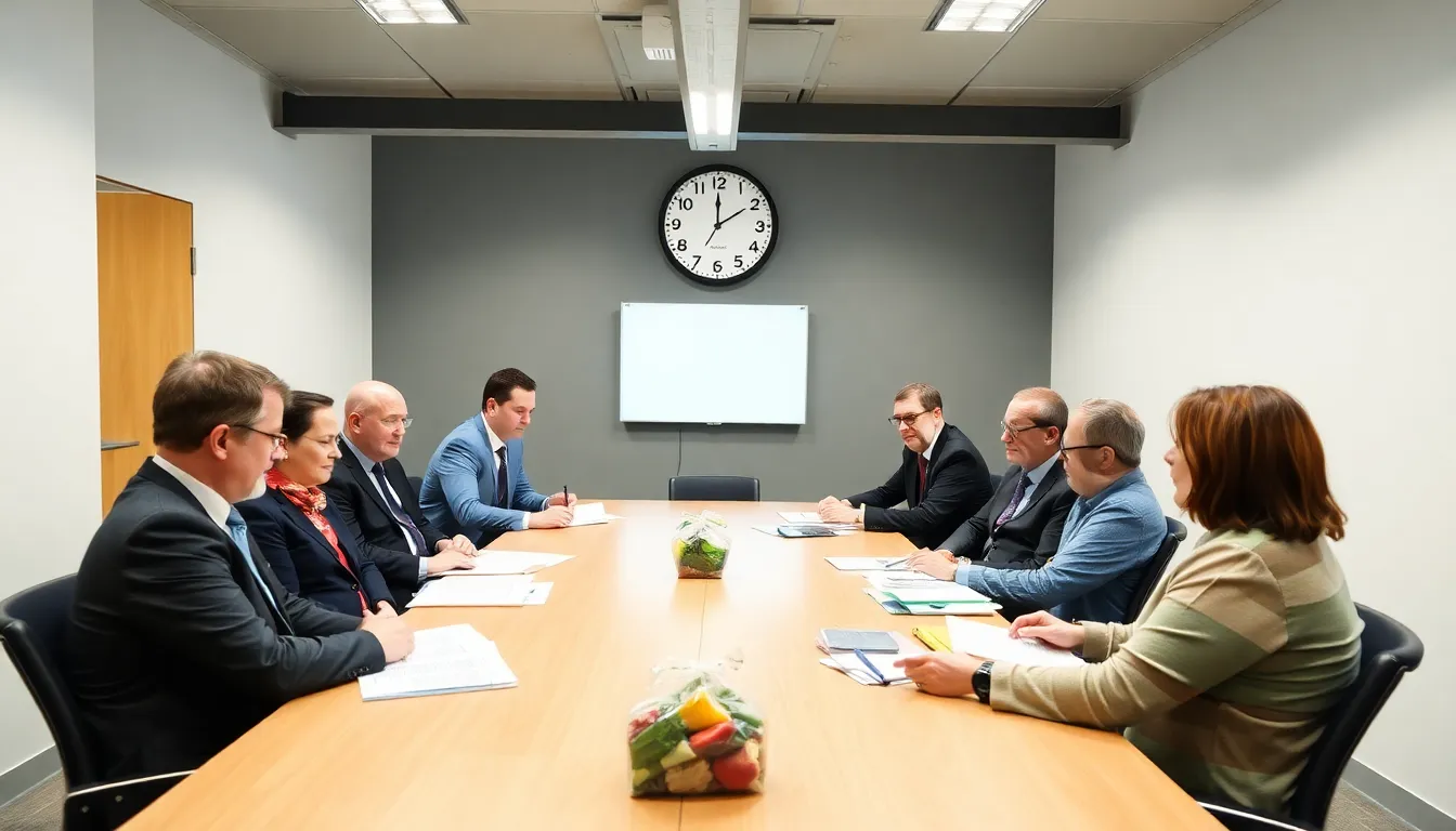 A group of local council officials discusses strategies for implementing food waste collection services as the 2024 deadline approaches, highlighting concerns about budget constraints and public awareness.