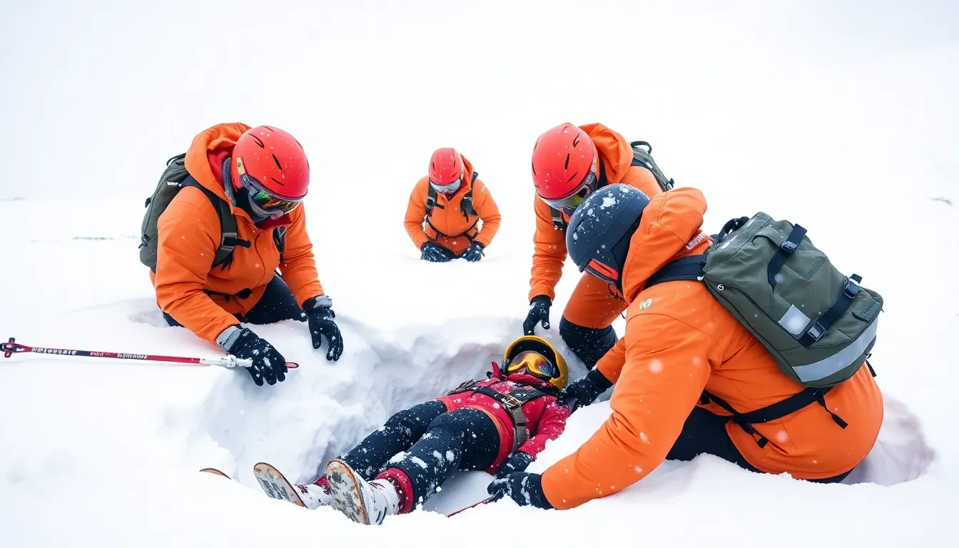 Family members anxiously await news from the rescue teams at the base of the mountain, highlighting the emotional toll of the situation